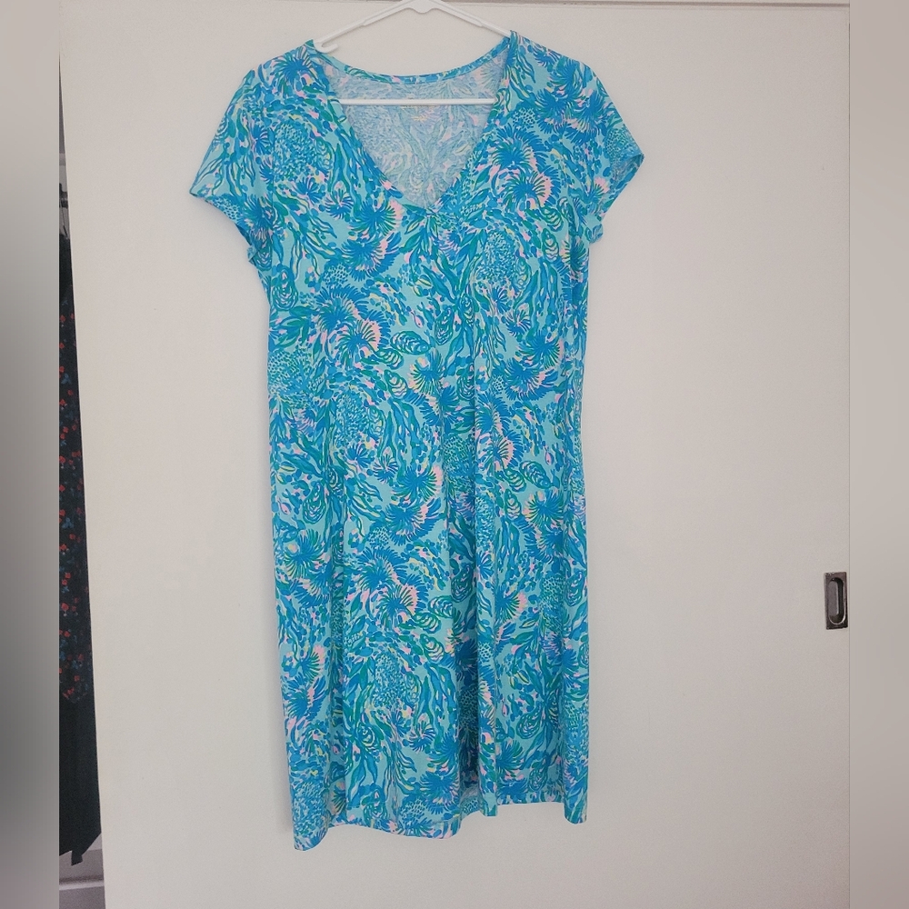 Lilly Pulitzer Blue Floral Women's Casual Dress